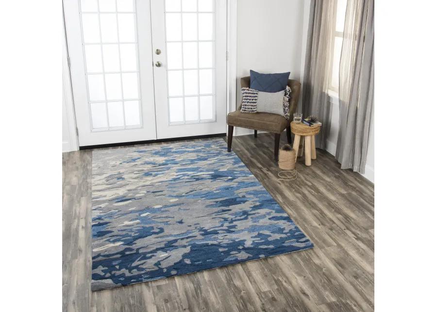 Vogue Blue Abstract Wool 10' x 13' Rectangle Rug