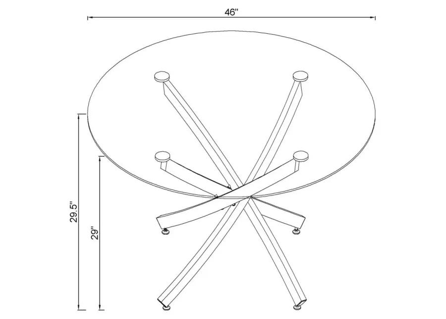 Beckham Round Dining Table Brass and Clear