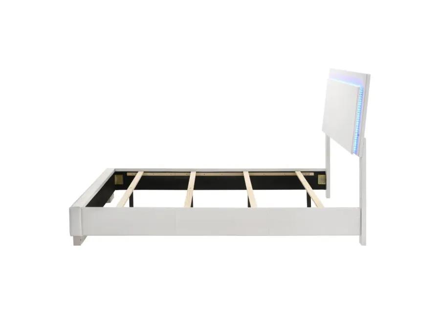 Felicity Full Panel Bed with LED Lighting Glossy White