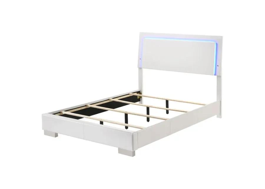 Felicity Full Panel Bed with LED Lighting Glossy White