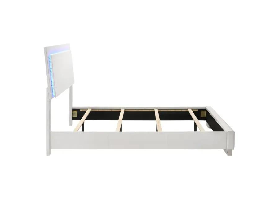 Felicity Full Panel Bed with LED Lighting Glossy White