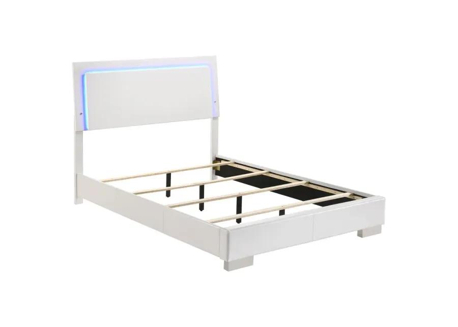 Felicity Full Panel Bed with LED Lighting Glossy White