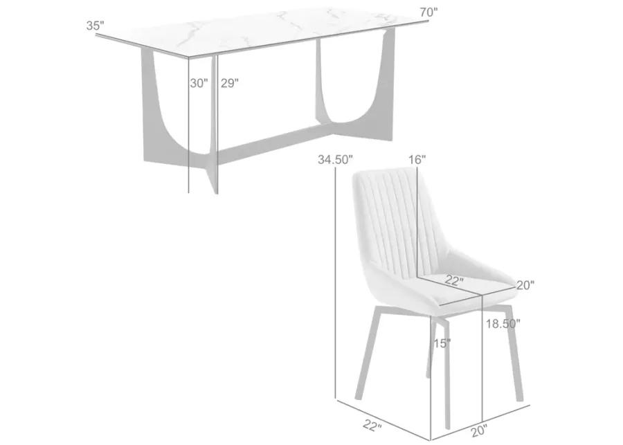 Esme Susie 5 Piece Dining Set with Gray Fabric Chairs