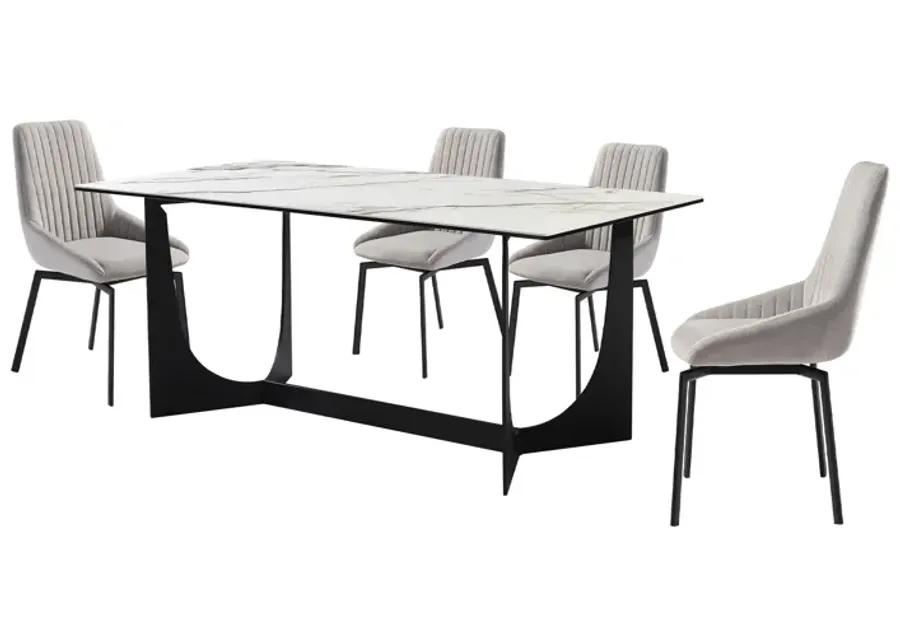 Esme Susie 5 Piece Dining Set with Gray Fabric Chairs