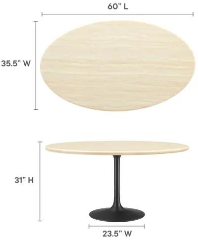 Lippa 60" Oval Artificial Travertine  Dining Table