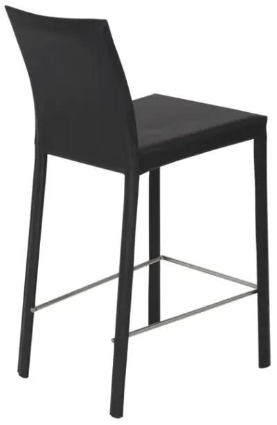 Hasina Counter Stool in Black with Polished Stainless Steel Legs - Set of 2