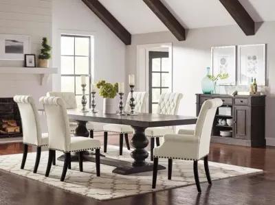 Phelps Rectangular Trestle Dining Set Antique Noir and Beige