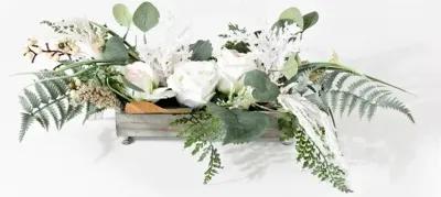 Faux 10 Inch Rose & Fern Potted Arrangement