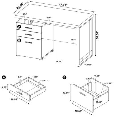 Brennan 3-drawer Office Desk White