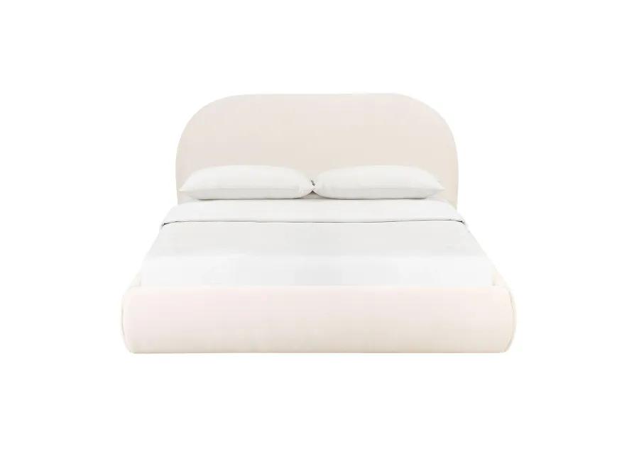 Bara Cream Textured Velvet King Bed