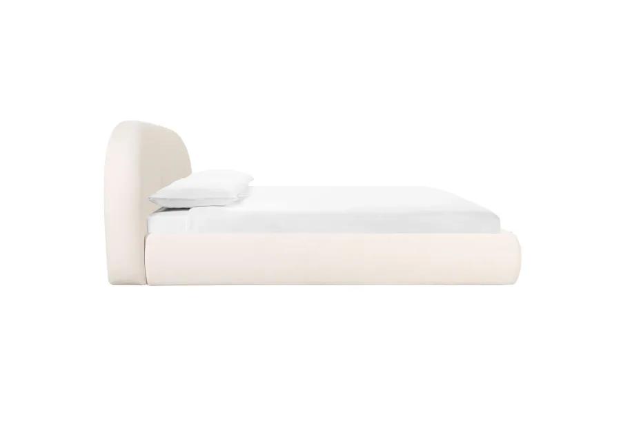 Bara Cream Textured Velvet King Bed