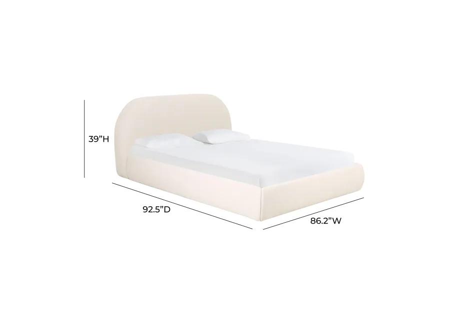 Bara Cream Textured Velvet King Bed