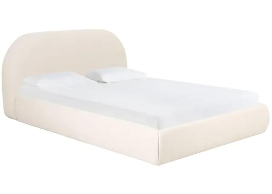 Bara Cream Textured Velvet King Bed