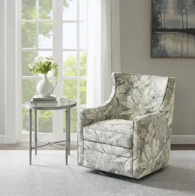 Madison Park Alana Blue Multi Curve Back Swivel Glider Chair