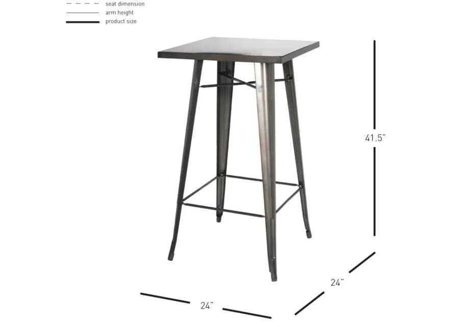 metropolis kd metal bar dining table, gunmetal