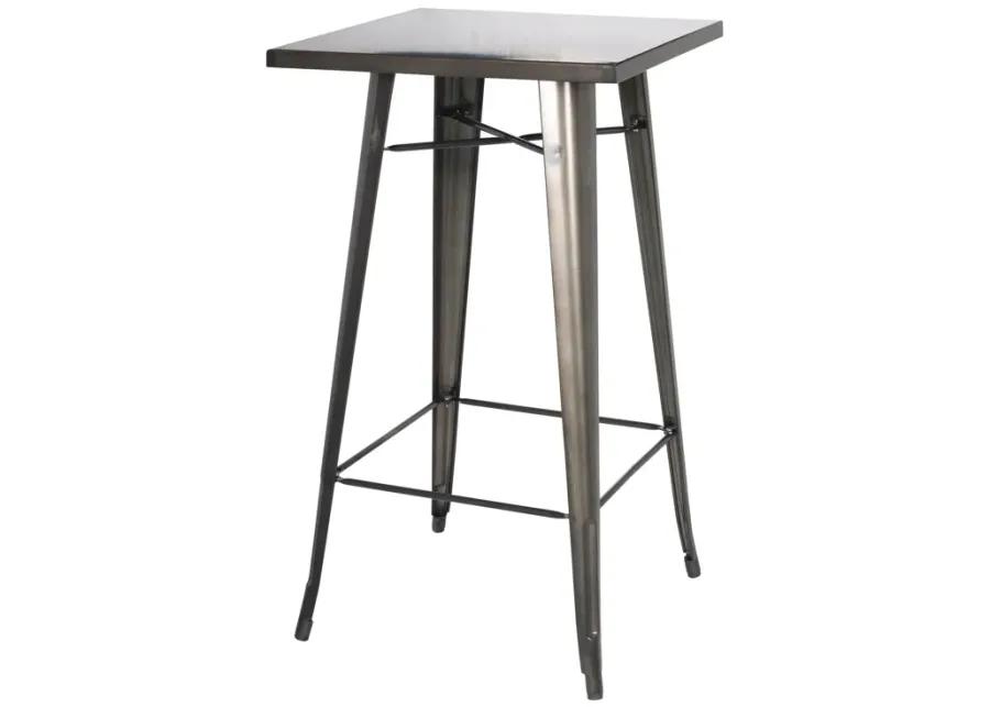 metropolis kd metal bar dining table, gunmetal