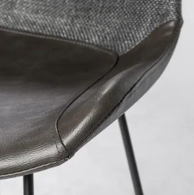 Alisa-C Counter Stool in Dark Gray Fabric and Dark Gray Faux Leather with Matte Black Legs