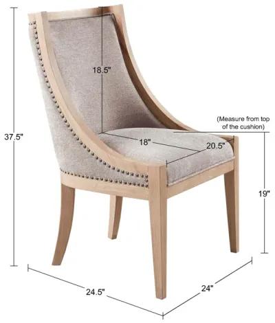 Martha Stewart Elmcrest Linen Upholstered Dining Chair with Nailhead Trim