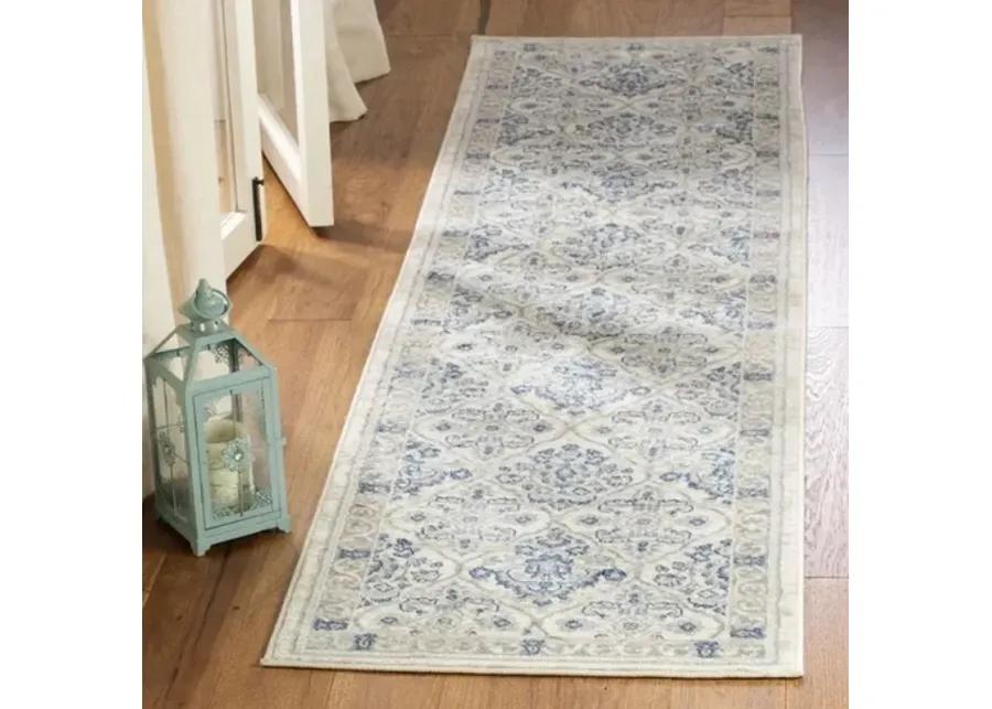 Brentwood 870 Light Grey / Blue 2' X 18' Runner Powerloomed Rug