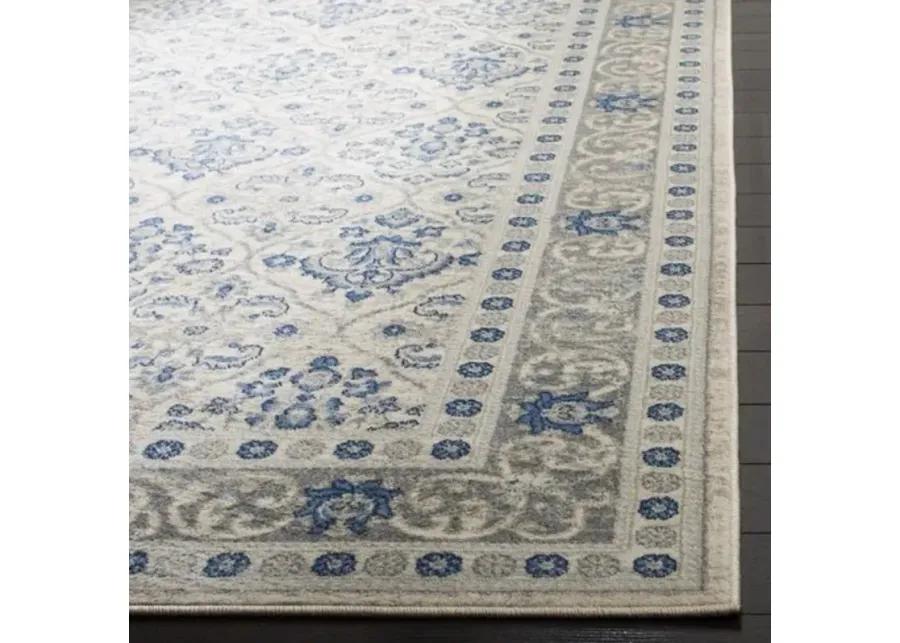 Brentwood 870 Light Grey / Blue 2' X 18' Runner Powerloomed Rug