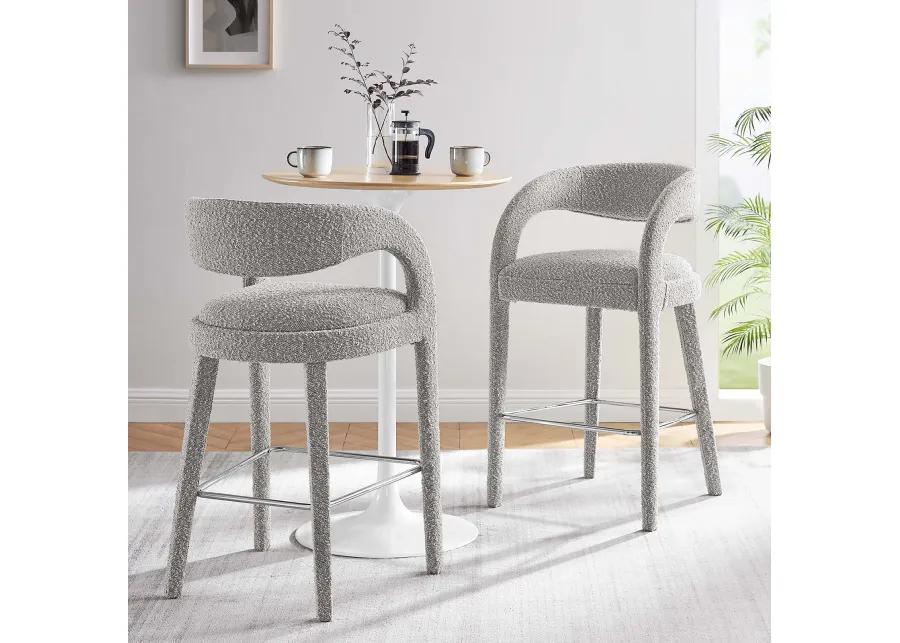 Pinnacle Boucle Upholstered Bar Stool Set of Two