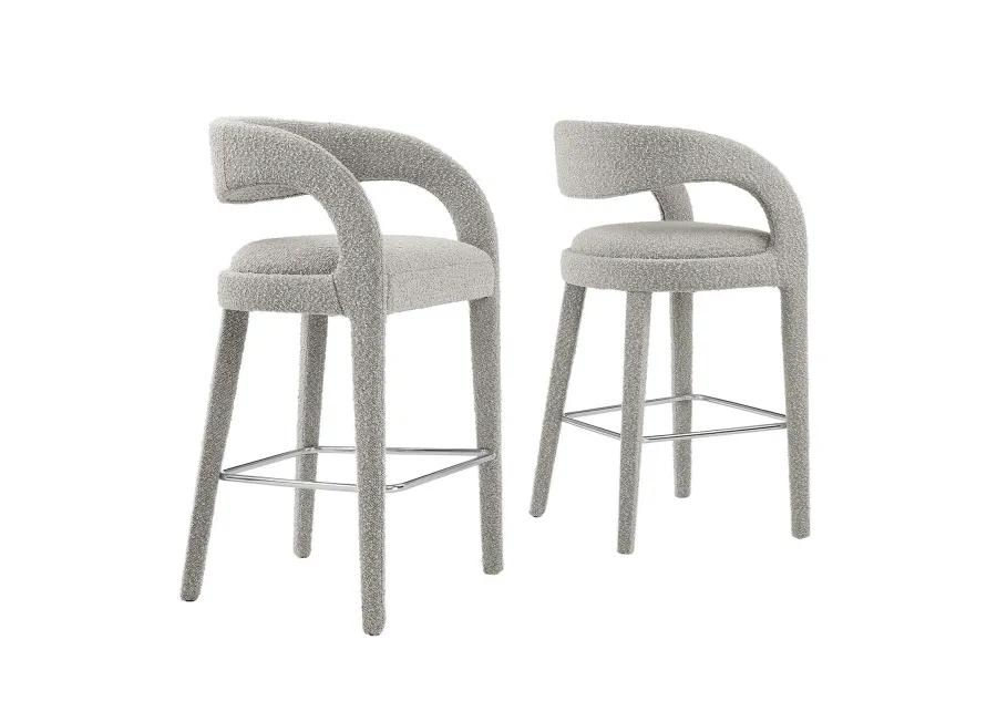 Pinnacle Boucle Upholstered Bar Stool Set of Two