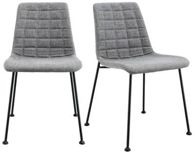 Elma Side Chair in Light Gray Fabric with Matte Black Frame and Legs - Set Of 2