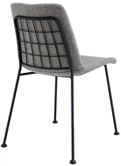 Elma Side Chair in Light Gray Fabric with Matte Black Frame and Legs - Set Of 2