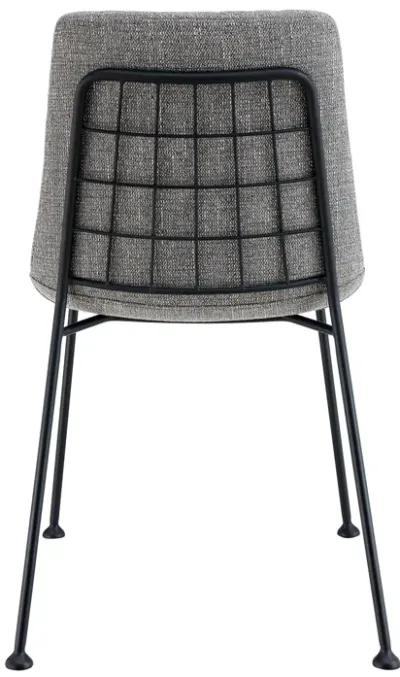 Elma Side Chair in Light Gray Fabric with Matte Black Frame and Legs - Set Of 2