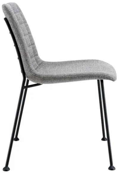 Elma Side Chair in Light Gray Fabric with Matte Black Frame and Legs - Set Of 2