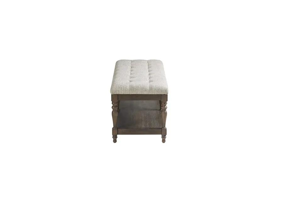 Martha Stewart Highland Ivory Tufted Accent Bench with Shelf