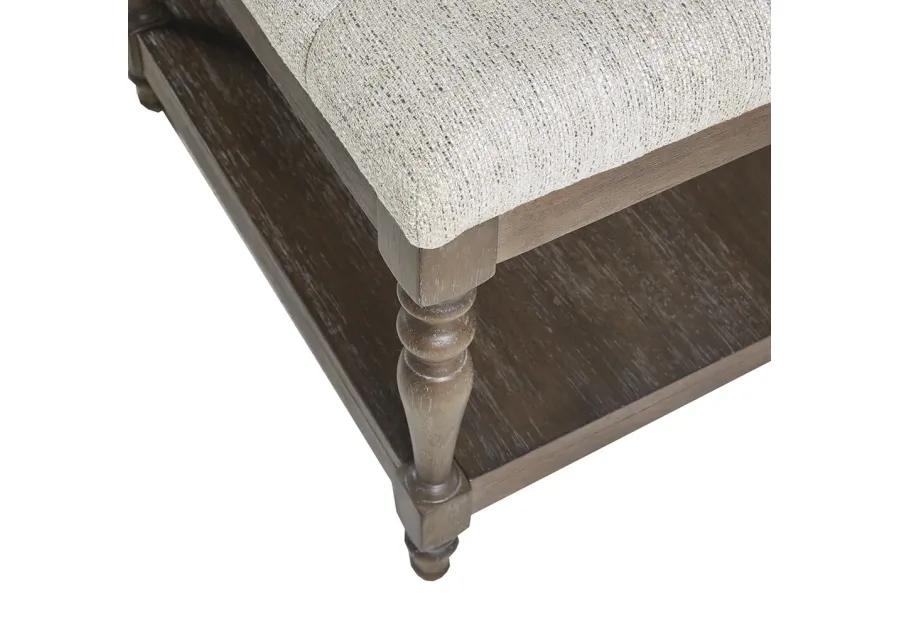 Martha Stewart Highland Ivory Tufted Accent Bench with Shelf