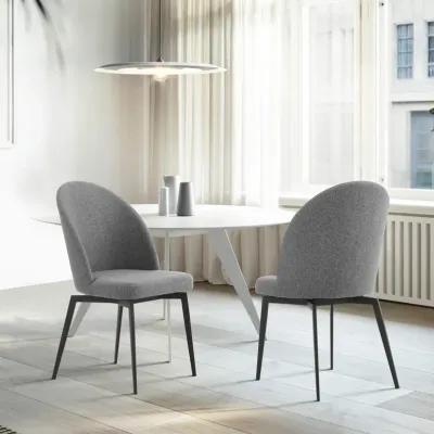 Sunny Swivel Gray Fabric and Metal Dining Room Chairs - Set of 2