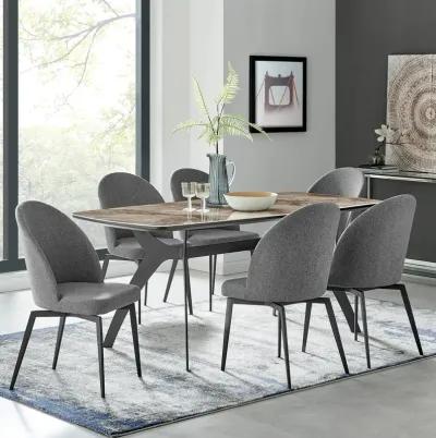 Sunny Swivel Gray Fabric and Metal Dining Room Chairs - Set of 2