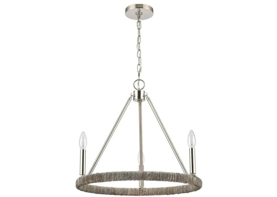 Abaca 20'' Wide 3-Light Chandelier - Polished Nickel