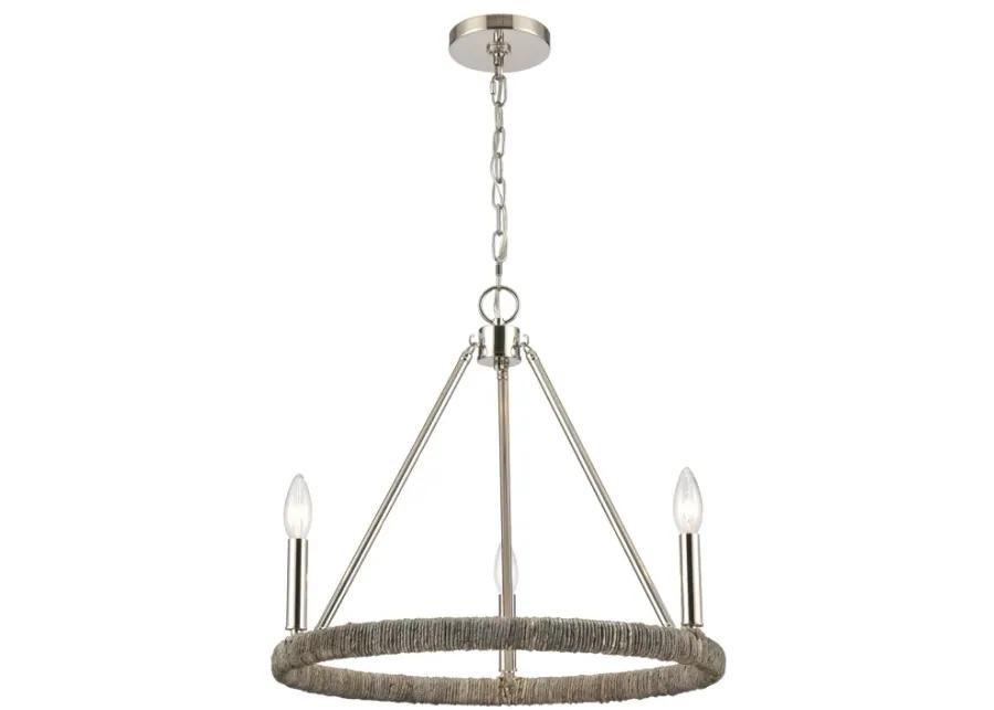 Abaca 20'' Wide 3-Light Chandelier - Polished Nickel