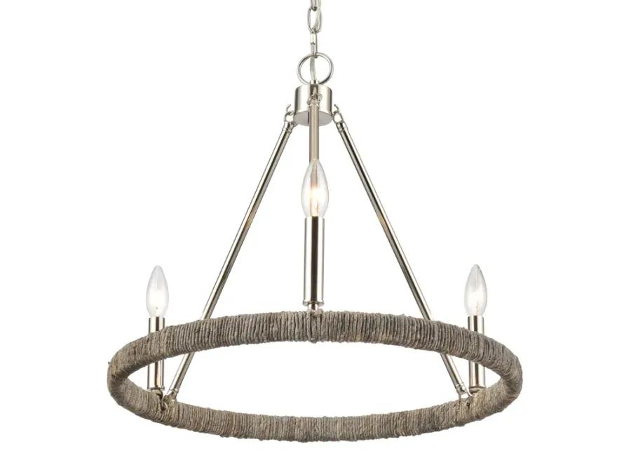 Abaca 20'' Wide 3-Light Chandelier - Polished Nickel