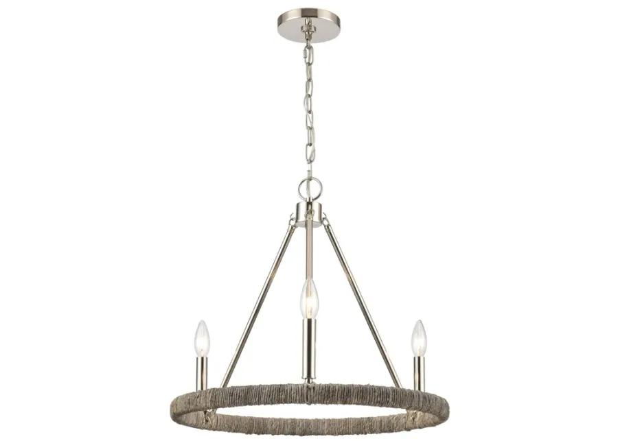 Abaca 20'' Wide 3-Light Chandelier - Polished Nickel