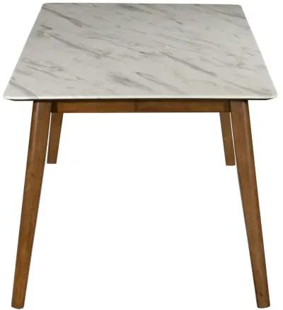 Everett 5-piece Faux Marble Top Dining Table Natural Walnut and Grey