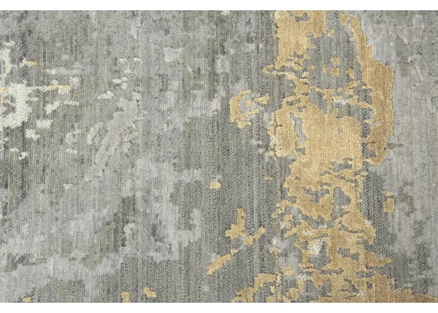 Artistry Gray Abstract NZ Wool/Tencel Blend 2'6" x 10' Runner Rug