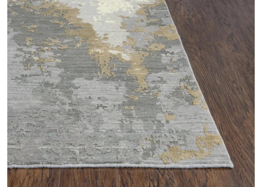 Artistry Gray Abstract NZ Wool/Tencel Blend 2'6" x 10' Runner Rug