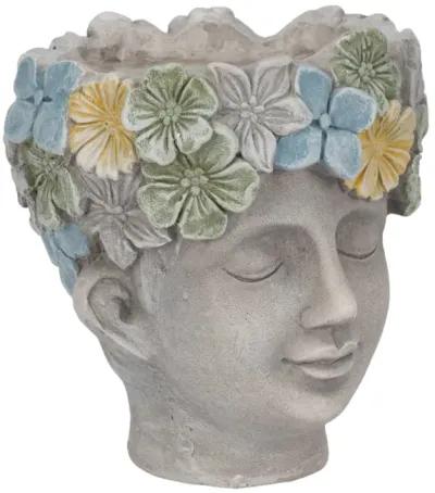 8" Face Planter With Succulent Crown, Grey/green