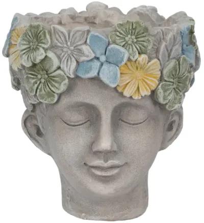 8" Face Planter With Succulent Crown, Grey/green