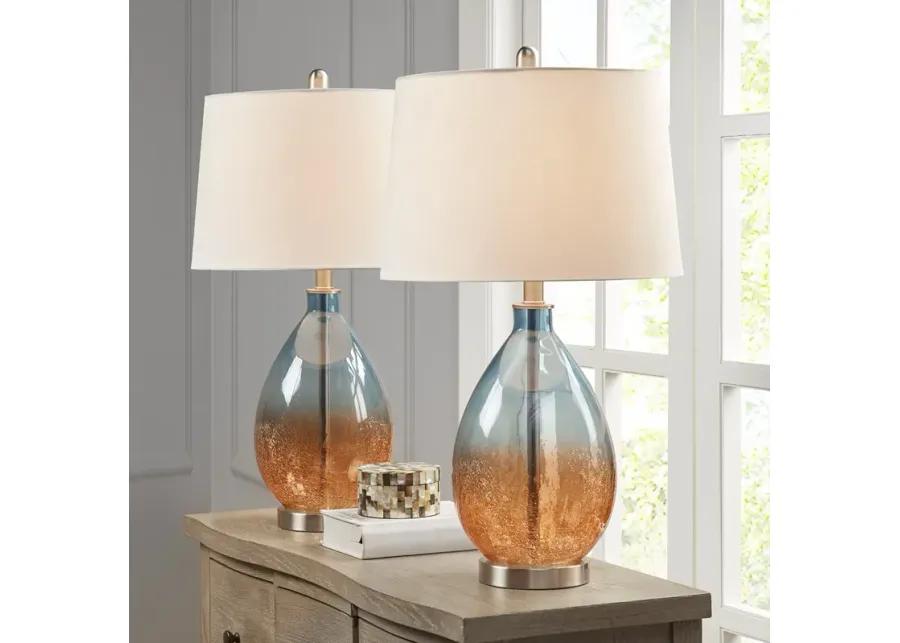 510 Design Cortina Blue Ombre Glass Table Lamp, Set of 2