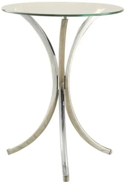 Eloise Round Accent Table with Curved Legs Chrome