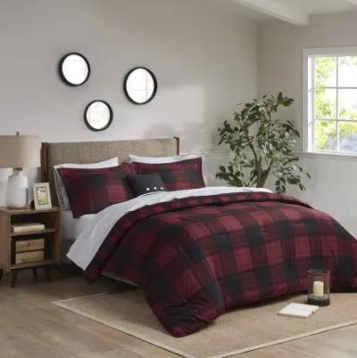 Madison Park Essentials Everest Red Plaid 8 Piece Reversible Comforter Set with Bed Sheets