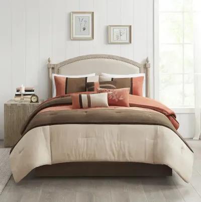 Madison Park Palisades Coral 7 Piece Faux Suede Comforter Set