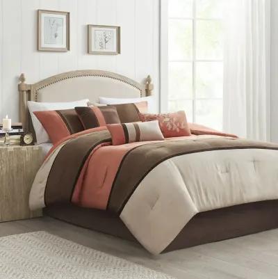 Madison Park Palisades Coral 7 Piece Faux Suede Comforter Set