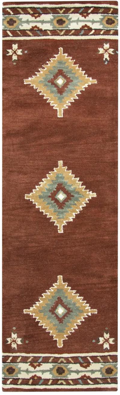 Southwest Navajo Red Southwest/Tribal Wool 2'6" x 10' Runner Rug