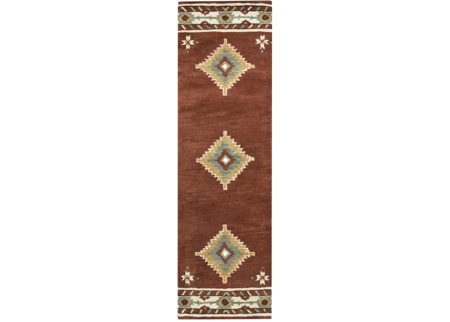 Southwest Navajo Red Southwest/Tribal Wool 2'6" x 10' Runner Rug